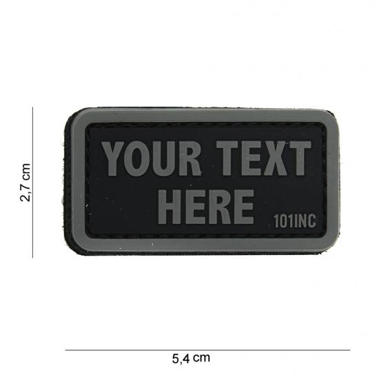 PATCH 3D PVC YOUR TEXT HERE BLACK/GREY LETTERS